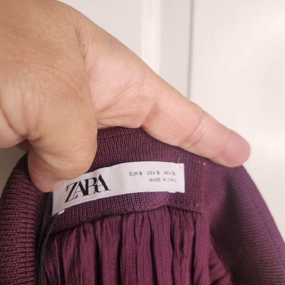 Zara Burgundy Pleated Maxi Skirt - Picture 7 of 7
